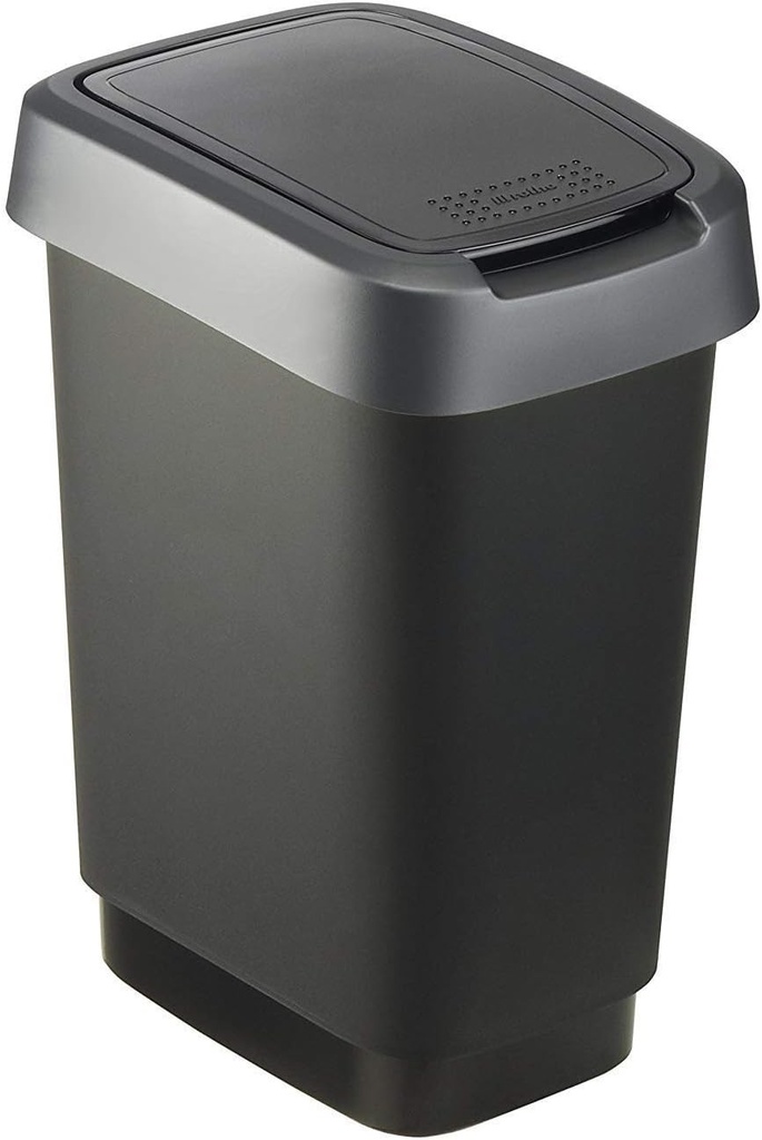 PAPELERA SWING BIN 10L TWIST PLATEADO OSCURO
