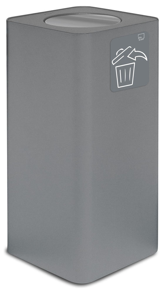 PAPELERA PURE TAPA ABATIBLE 100 L ACERO PINTADO GRIS