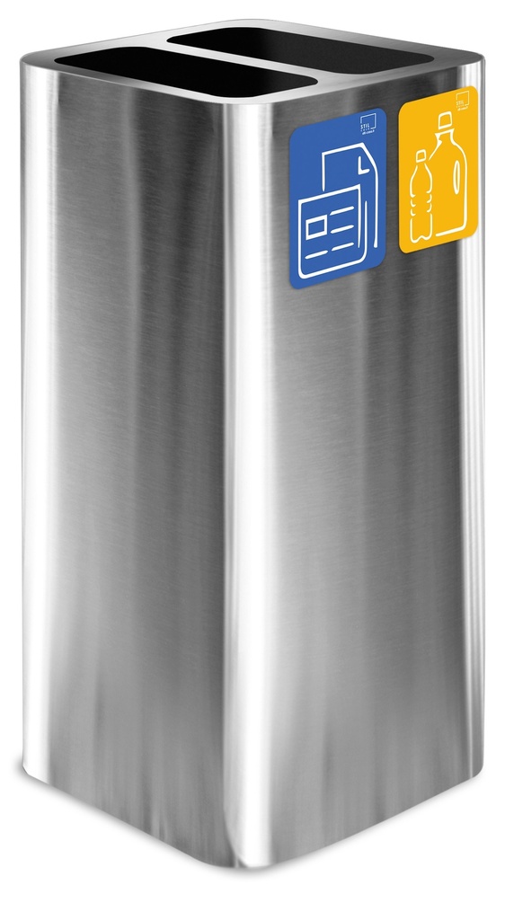 PAPELERA PURE DOBLE 100 L ACERO INOX SATINADO