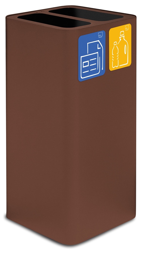 PAPELERA PURE DOBLE 100 L ACERO PINTADO CORTEN