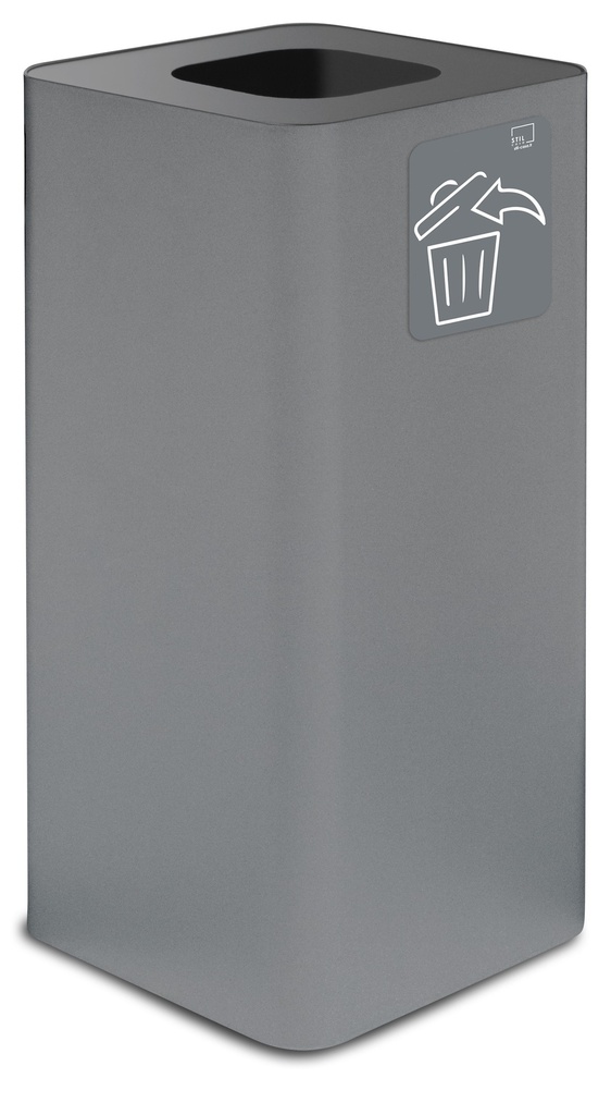 Papelera Pure 100 L Acero Pintado Gris