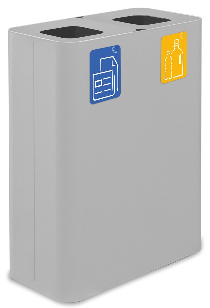 PAPELERA ESTACIÓN DE RECICLAJE PURE 120 L (60 L+60 L)  ACERO PINTADO BLANCO