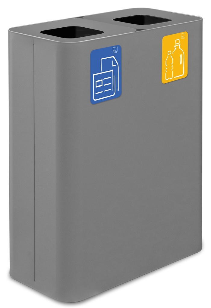 Papelera Estación De Reciclaje Pure 120 L 60 L+60 L  Acero Pintado Gris