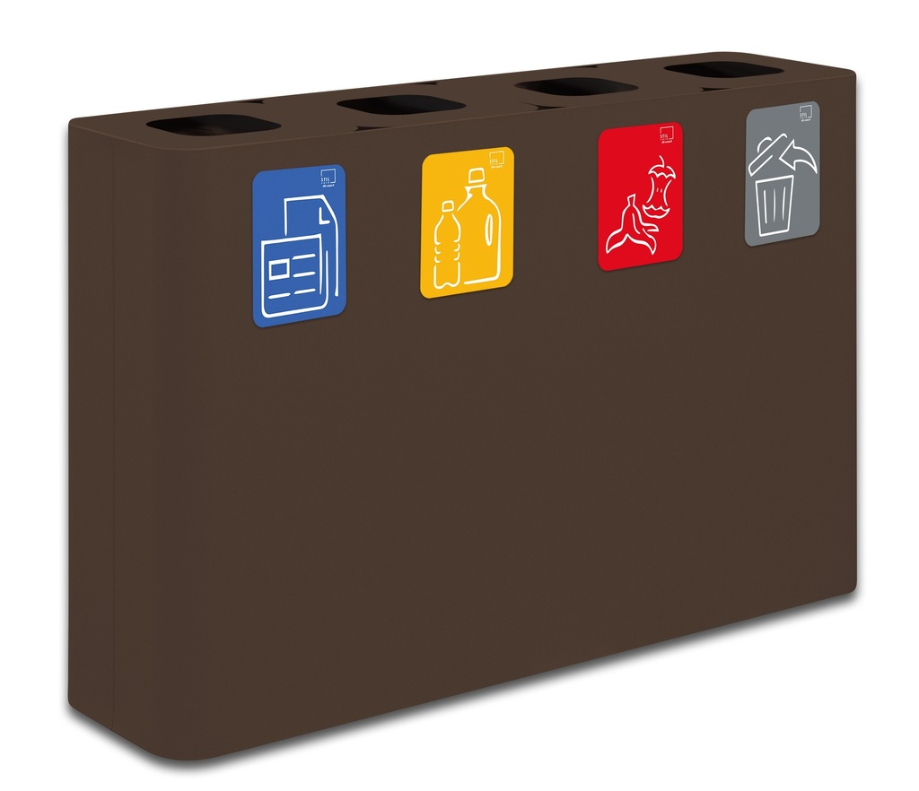 PAPELERA ESTACIÓN DE RECICLAJE PURE 240 L (60 L+60 L+60 L+60 L)  ACERO PINTADO CORTEN