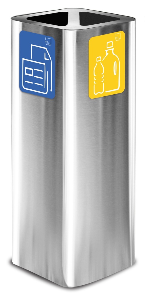 PAPELERA PURE DOBLE  60 L ACERO INOX SATINADO