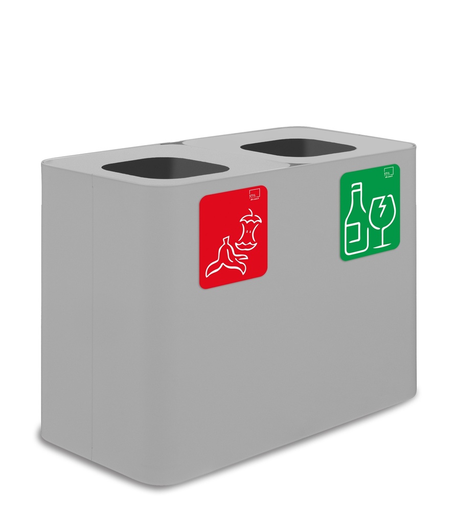 Papelera Estación De Reciclaje Pure 140 L 70 L+70 L Acero Pintado Blanco