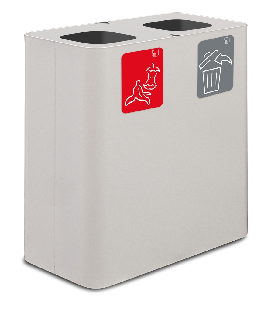 Papelera Estación De Reciclaje Pure 200 L 100 L+100 L Acero Pintado Blanco