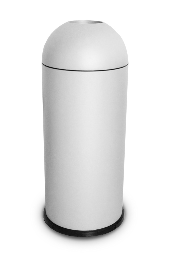 PAPELERA ROUND CON ORIFICIO 68 L ACERO PINTADO BLANCO