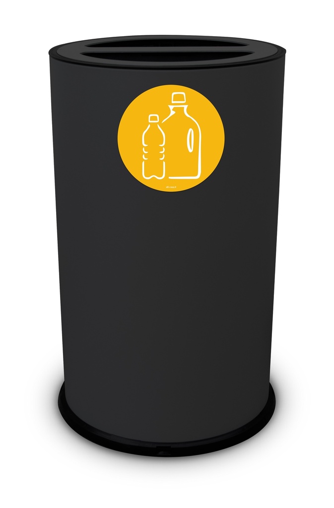 Papelera Round Doble 50 L 25 L + 25 L Acero Pintado Negro