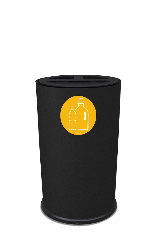 PAPELERA ROUND TRIPLE 50 L (10 L + 10 L + 30 L) ACERO PINTADO NEGRO