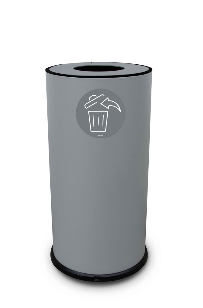 PAPELERA ROUND 70 L ACERO PINTADO GRIS
