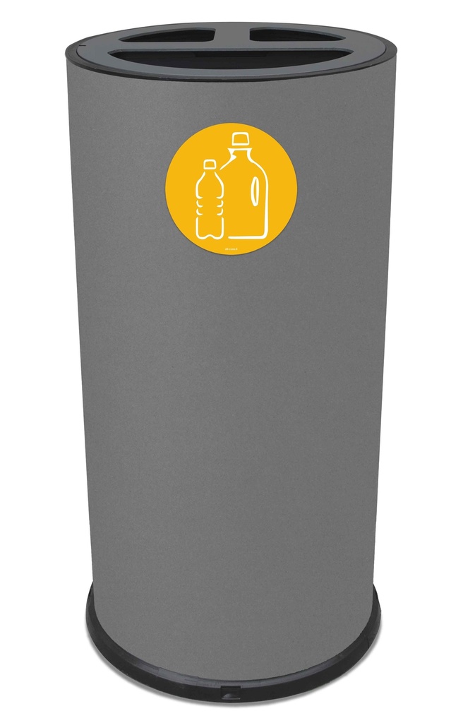 Papelera Round Triple 70 L 15 L + 15 L + 40 L Acero Pintado Gris