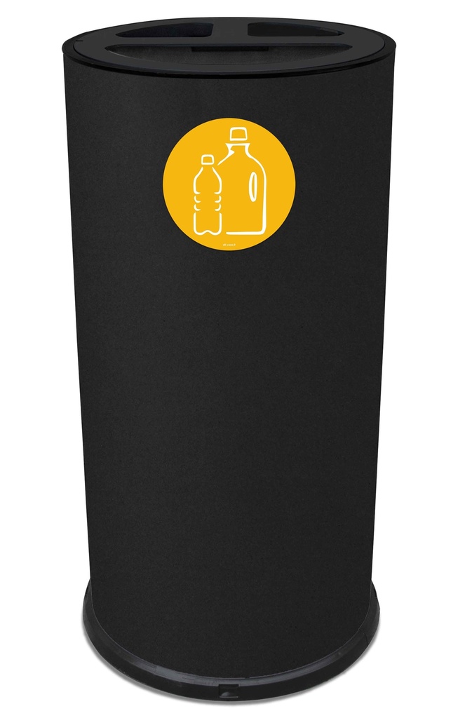 Papelera Round Triple 70 L 15 L + 15 L + 40 L Acero Pintado Negro