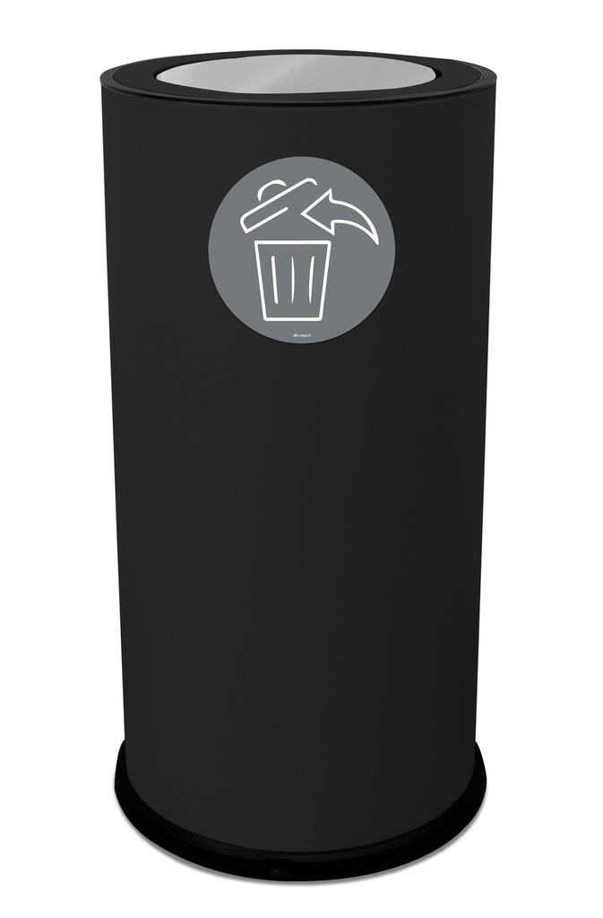 PAPELERA ROUND CON TAPA BASCULANTE 70 L ACERO PINTADO NEGRO