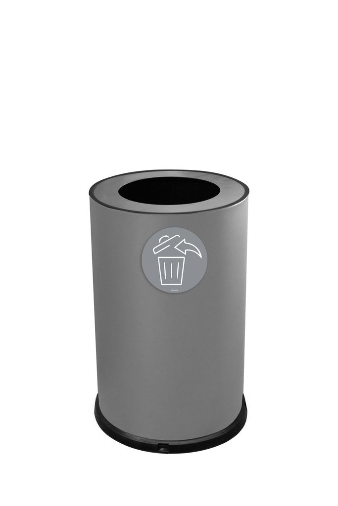 PAPELERA ROUND 100 L ACERO PINTADO GRIS