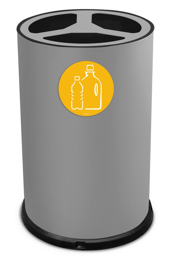 Papelera Round Triple 100 L 33 L + 33 L + 33 L Acero Pintado Gris