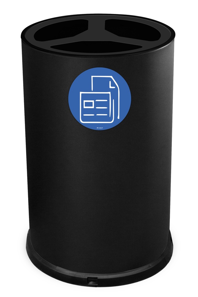 PAPELERA ROUND TRIPLE 100 L (33 L + 33 L + 33 L) ACERO PINTADO NEGRO