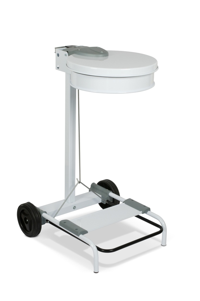 PORTA-BOLSAS GASTRO MÓVIL CON TAPA Y PEDAL 110 L ACERO PINTADO BLANCO