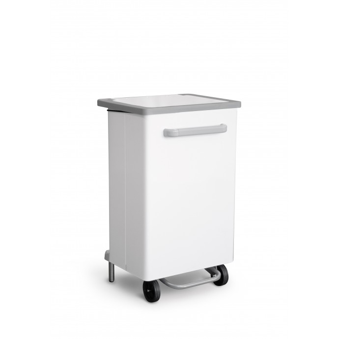 Papelera Gastro Móvil Con Tapa Y Pedal 90 L Acero Pintado Blanco