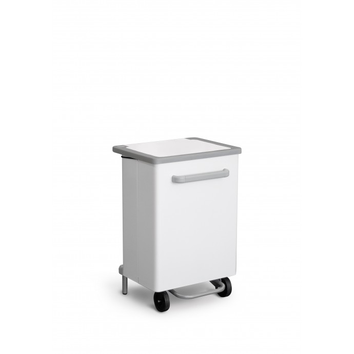 PAPELERA GASTRO MÓVIL CON TAPA Y PEDAL 70 L ACERO PINTADO BLANCO