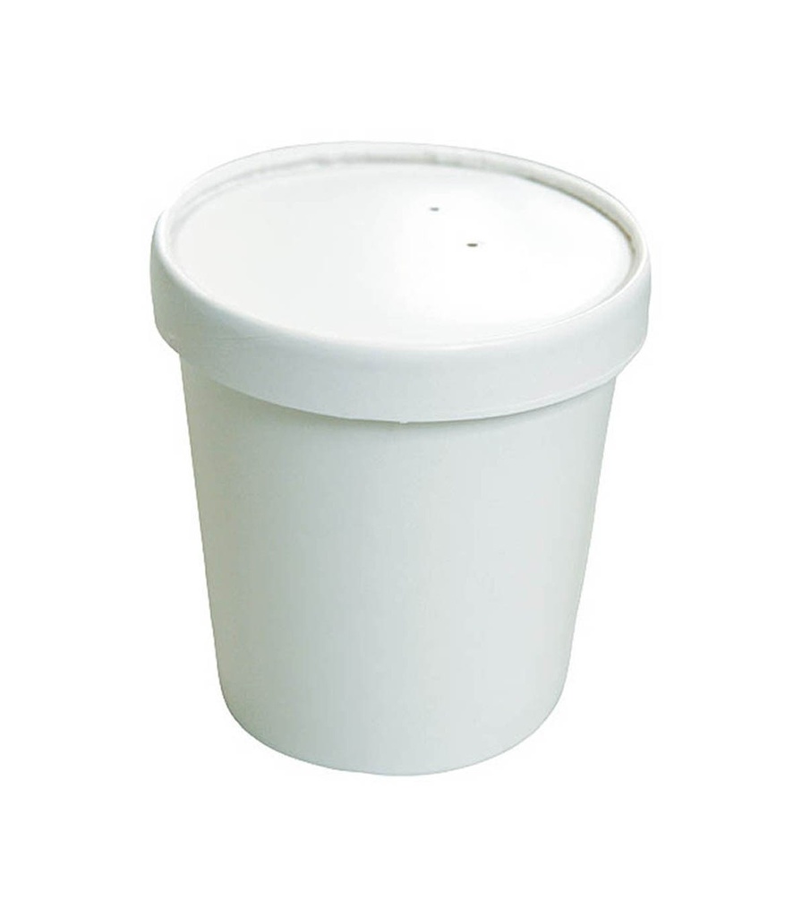 Tarrina Redonda Cartón Blanca 96 Cl + Tapa