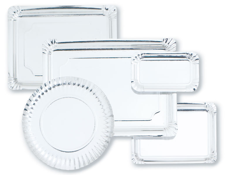 BANDEJA CARTON PLATEADA 180 X 240 MM