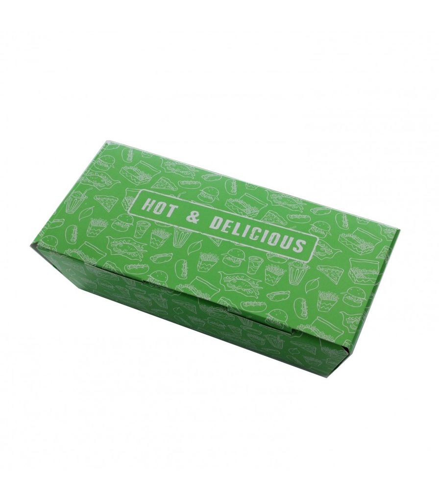CAJA TAKE AWAY ""HOT&DELICIOUS"" BIO 17,5 X 12 X 7 CM