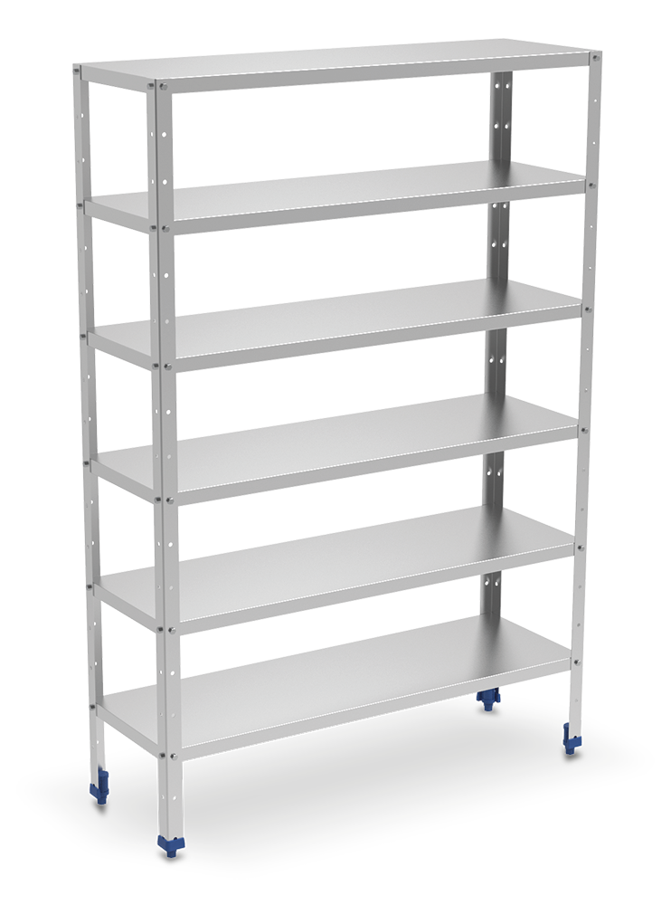 Estantería inox de 6 niveles con estantes de 0,8 mm de espesor