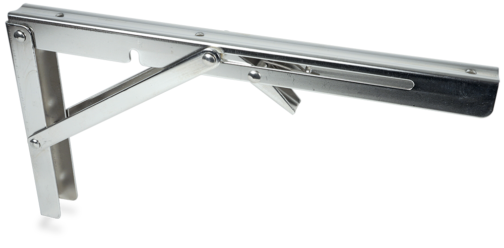 Cartela abatible inox para estantes murales