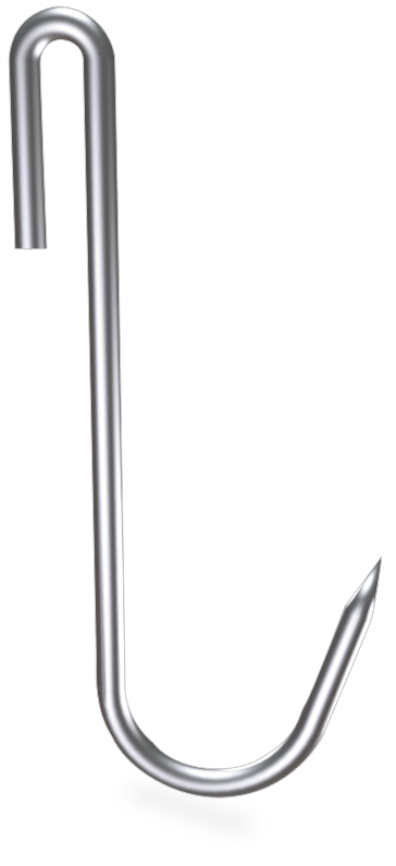 Ganxo de vareta *inox model "J" (10 unitats)