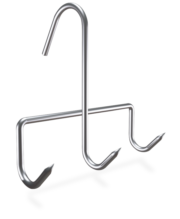 Gancho de varilla inox con tres puntas