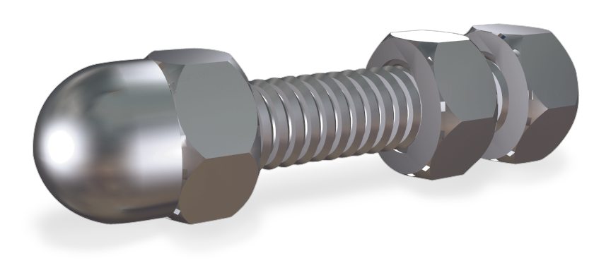 Tornillo pasante inox con tuerca y contratuerca, rosca métrica