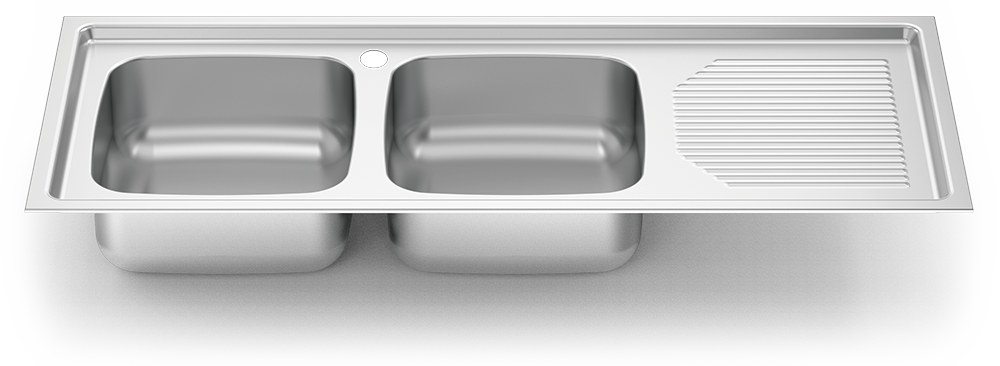 Fregadero inox para encastrar serie 500 2 cubetas 1 escurridor derecha