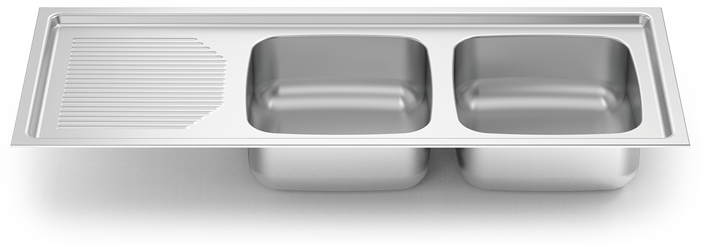 Fregadero inox para encastrar serie 500 2 cubetas 1 escurridor izquierda