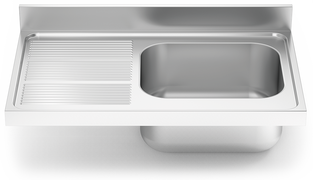 Fregadero inox para acoplar a mueble serie 700 1 cubeta 1 escurridor izquierda
