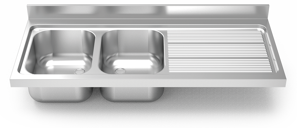 Fregadero inox para acoplar a mueble serie 700 2 cubetas 1 escurridor derecha