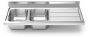 Fregadero inox para acoplar a mueble serie 700 2 cubetas 1 escurridor derecha