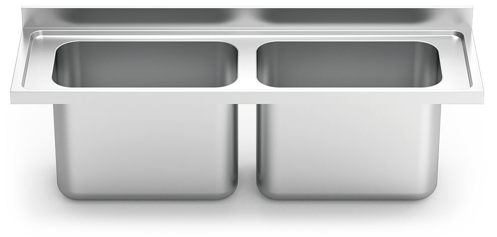 Fregadero inox para acoplar a mueble serie 700 2 cubetas gran capacidad