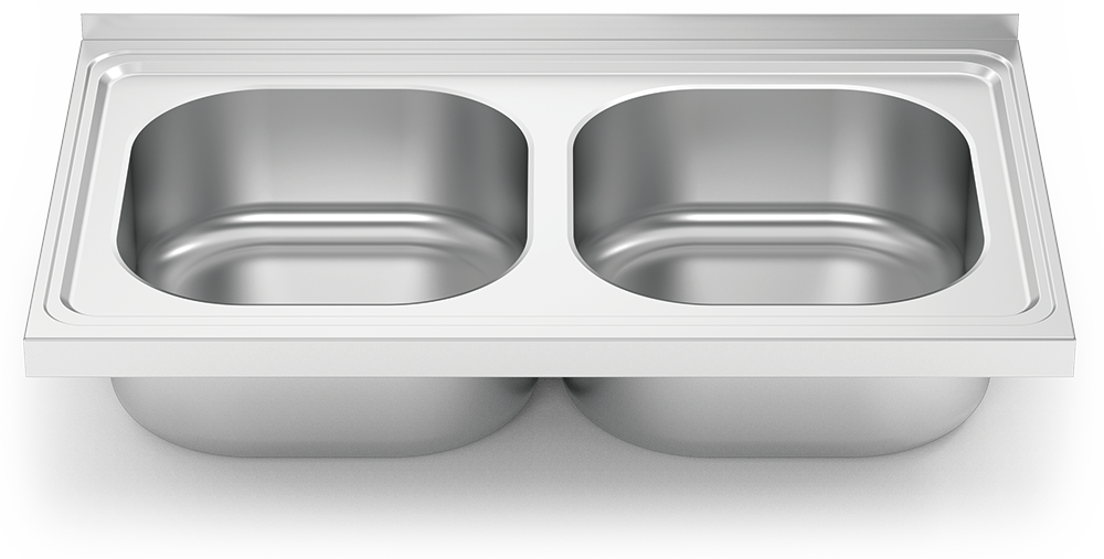 Fregadero inox para acoplar a mueble serie 500 2 cubetas