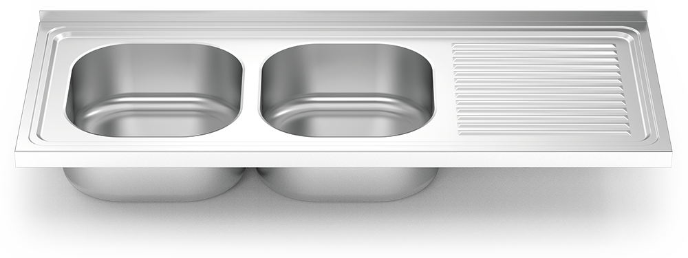Fregadero inox para acoplar a mueble serie 500 2 cubetas 1 escurridor derecha