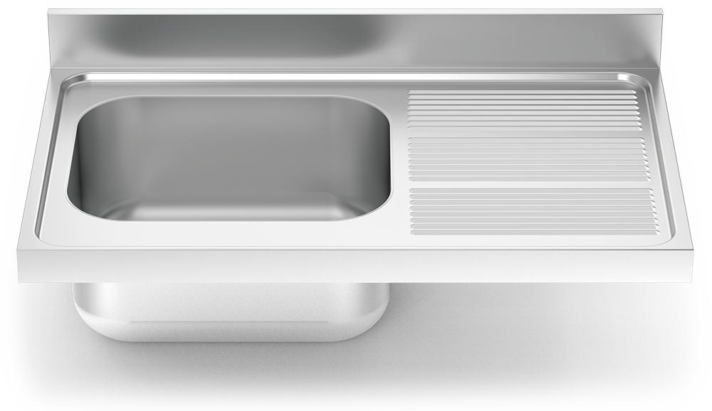 Fregadero inox para acoplar a mueble serie 600 1 cubeta 1 escurridor derecha