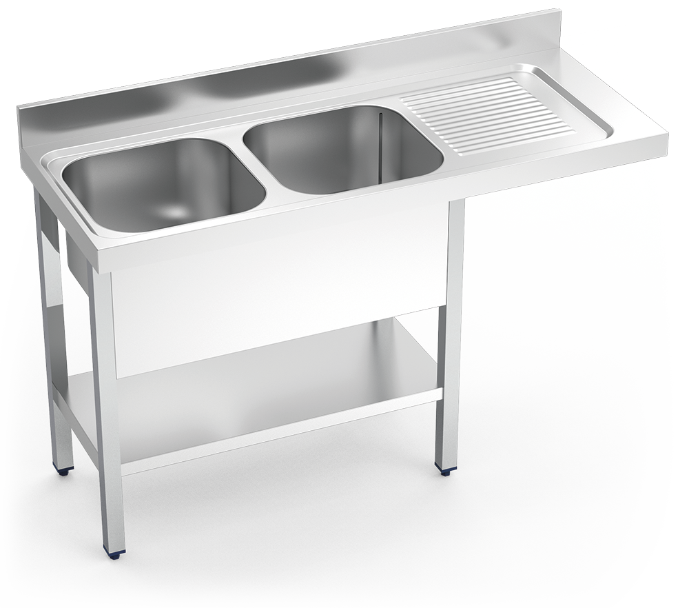 Fregadero inox para lavavajillas serie 700 2 cubetas 1 escurridor derecha