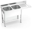 Fregadero inox para lavavasos serie 550 2 cubetas 1 escurridor derecha