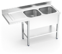 Fregadero inox para lavavasos serie 550 2 cubetas 1 escurridor izquierda