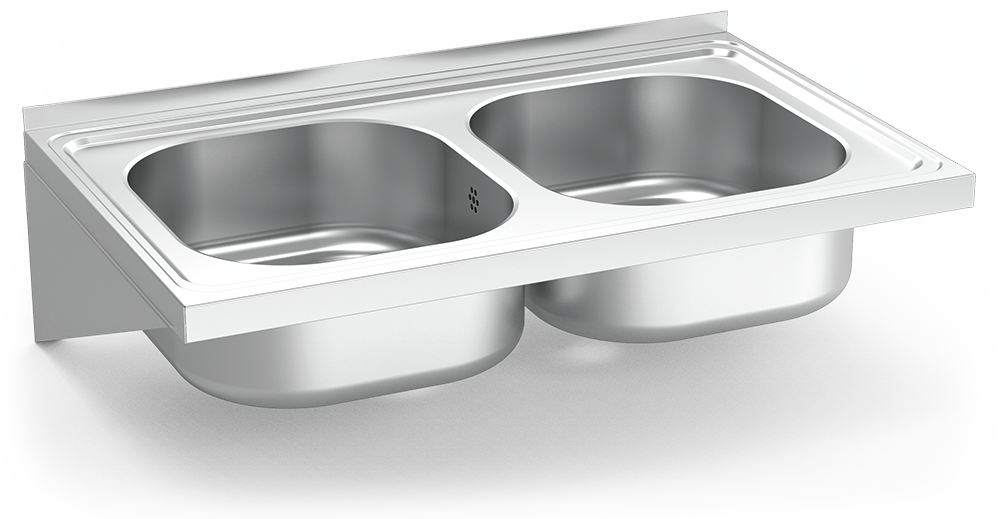 Fregadero inox colgante con cartelas serie 500 2 cubetas