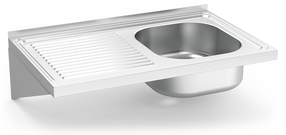 Fregadero inox colgante con cartelas serie 500 1 cubeta 1 escurridor izquierda