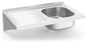 Fregadero inox colgante con cartelas serie 500 1 cubeta 1 escurridor izquierda