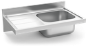 Fregadero inox colgante con cartelas serie 600 1 cubeta 1 escurridor izquierda
