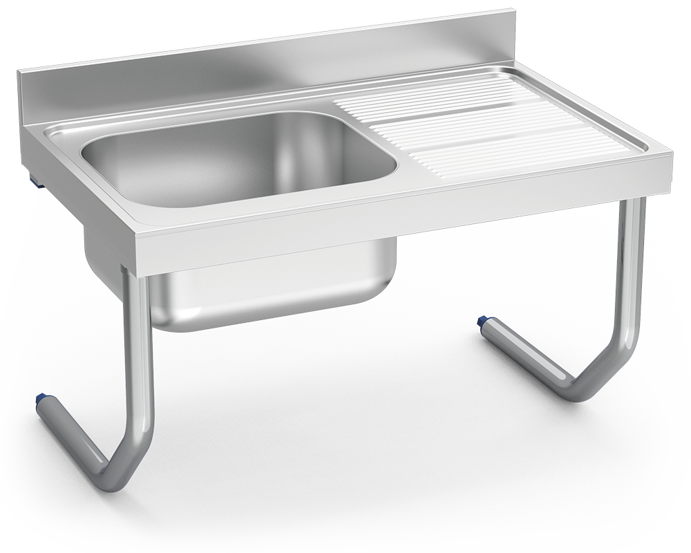 Fregadero inox colgante con palomillas serie 600 1 cubeta 1 escurridor derecha