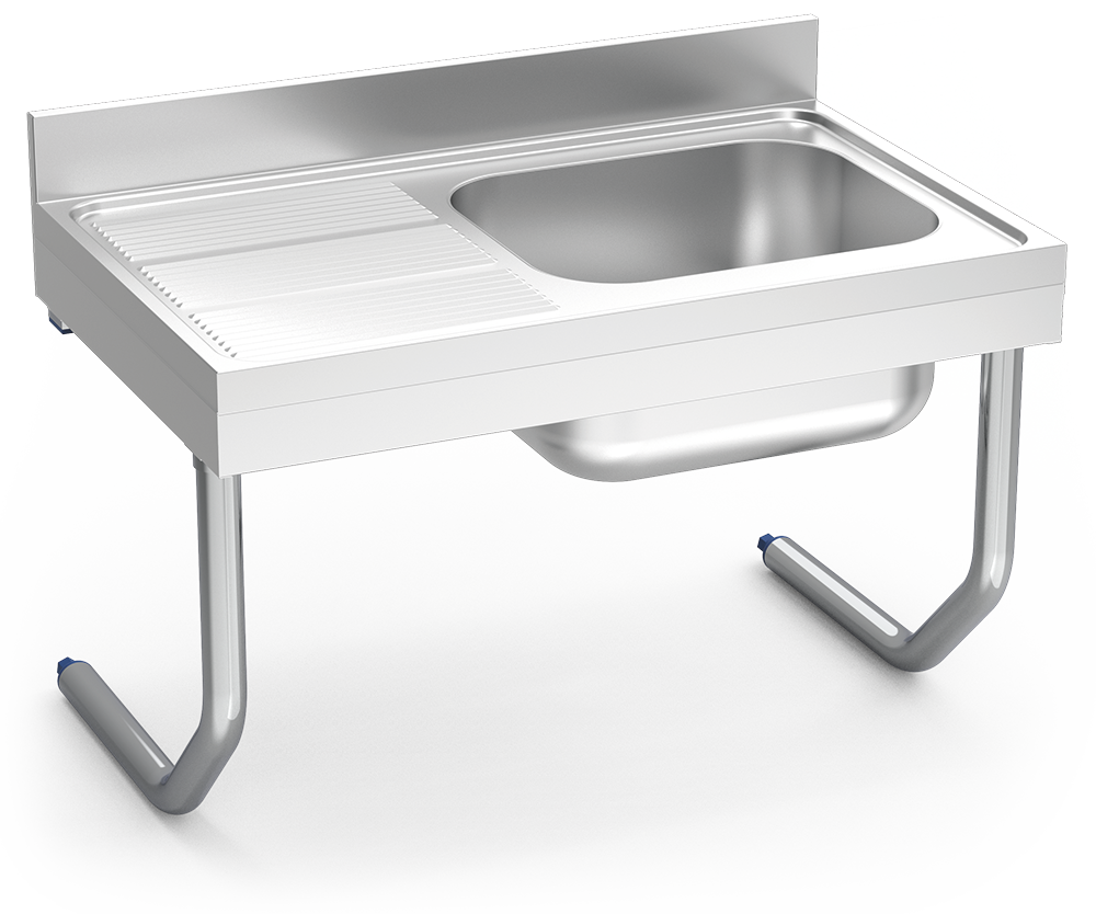 Fregadero inox colgante con palomillas serie 600 1 cubeta 1 escurridor izquierda
